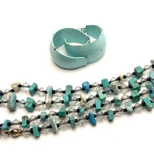 Vintage Earring Lot BLUE Unique 15" Beaded Earrings 70's 80's 90's ✨  H003